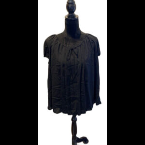 Eva Mendes New York Peasant Top Blouse Black Size Large Oversized Elastic Neck